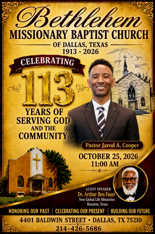 113th Church Anniversary Celebration flyer — October 25, 2026 at 11:00 AM